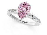 White gold Fancy Pink Pear Cut Solitaire Diamond Engagement Ring with Pavé Band and Six-Prong Setting_25