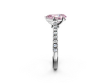 White gold Fancy Pink Pear  Cut Solitaire Diamond Engagement Ring with Pave Band and Four-Prong Setting_163