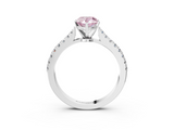 White gold Fancy Pink Pear  Cut Solitaire Diamond Engagement Ring with Pave Band and Four-Prong Setting_164