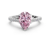 White gold Fancy Pink Pear  Cut Solitaire Diamond Engagement Ring with Pave Band and Four-Prong Setting_167