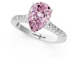 White gold Fancy Pink Pear  Cut Solitaire Diamond Engagement Ring with Pave Band and Four-Prong Setting_168