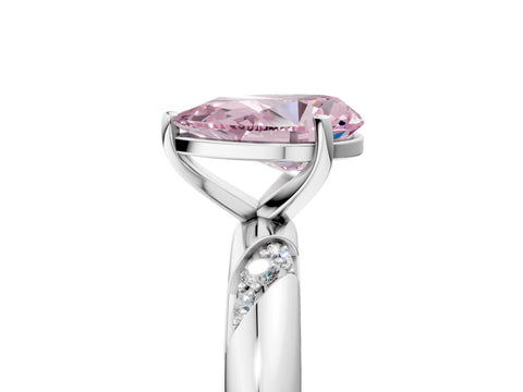 White gold Fancy Pink Pear Cut Solitaire Diamond Engagement Ring with Twisted Pave Band and Four-Prong Setting_24