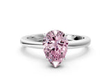 White gold Fancy Pink Pear Cut Solitaire Diamond Ring with Prong Setting and Plain Band_12