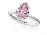 White gold Fancy Pink Pear Cut Solitaire Diamond Ring with Prong Setting and Plain Band_13