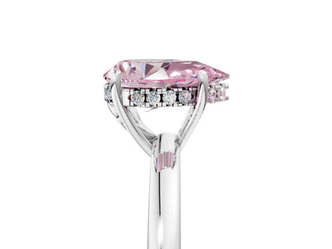 White gold Fancy Pink Pear Cut Solitaire Diamond Ring with Prong Setting and Plain Band_17