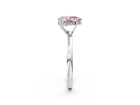 White gold Fancy Pink Pear Cut Solitaire Diamond Ring with Prong Setting and Plain Band_2