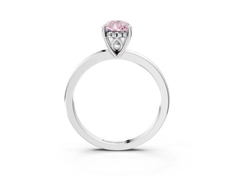 White gold Fancy Pink Pear Cut Solitaire Diamond Ring with Prong Setting and Plain Band_3