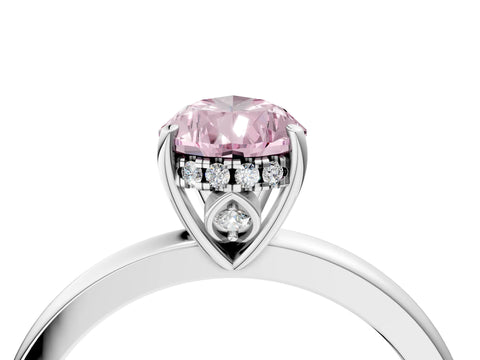 White gold Fancy Pink Pear Cut Solitaire Diamond Ring with Prong Setting and Plain Band_4