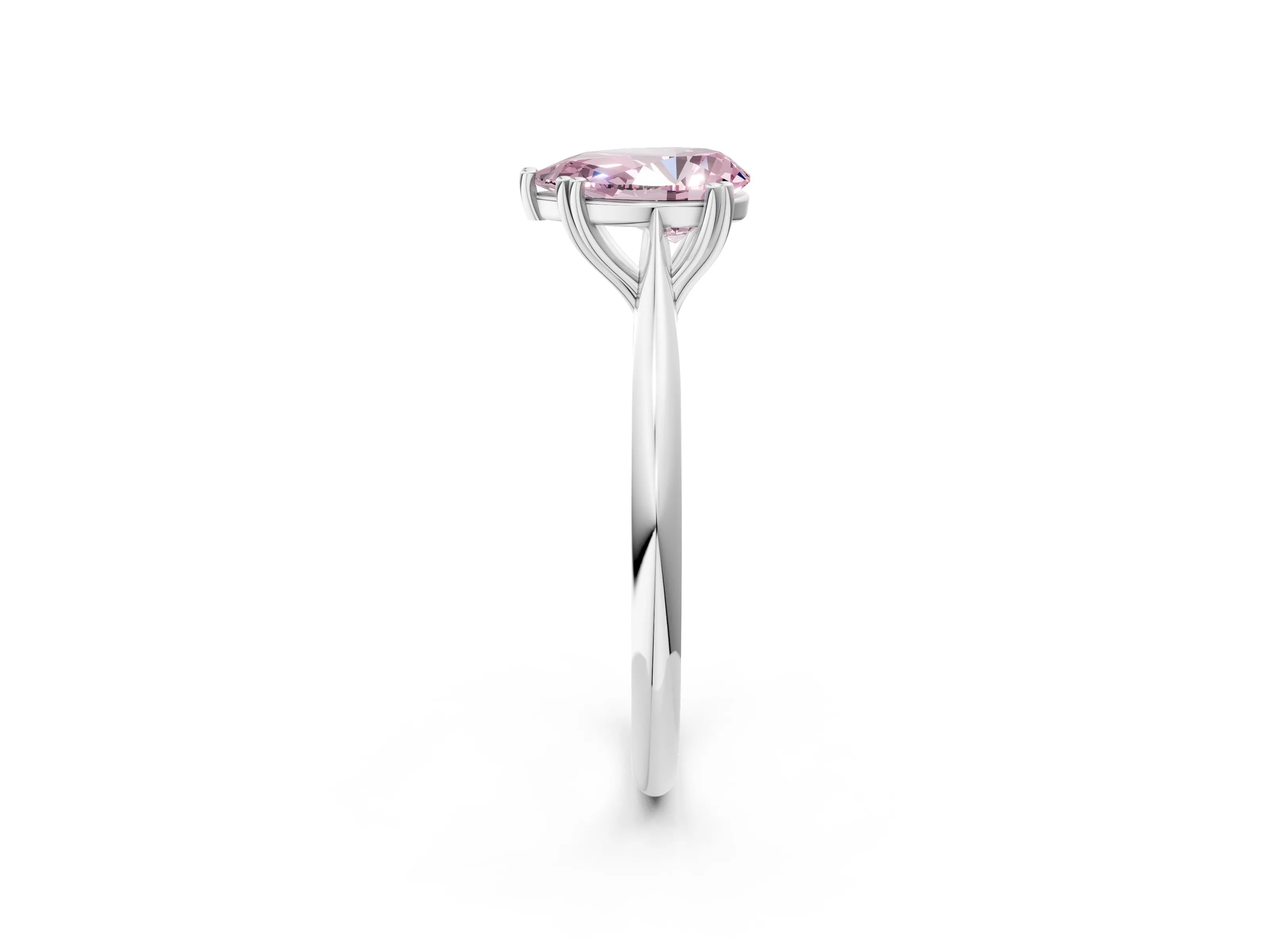 White gold Fancy Pink Pear Cut Solitaire Diamond Ring with Six-Prong Setting and Classic Band_2