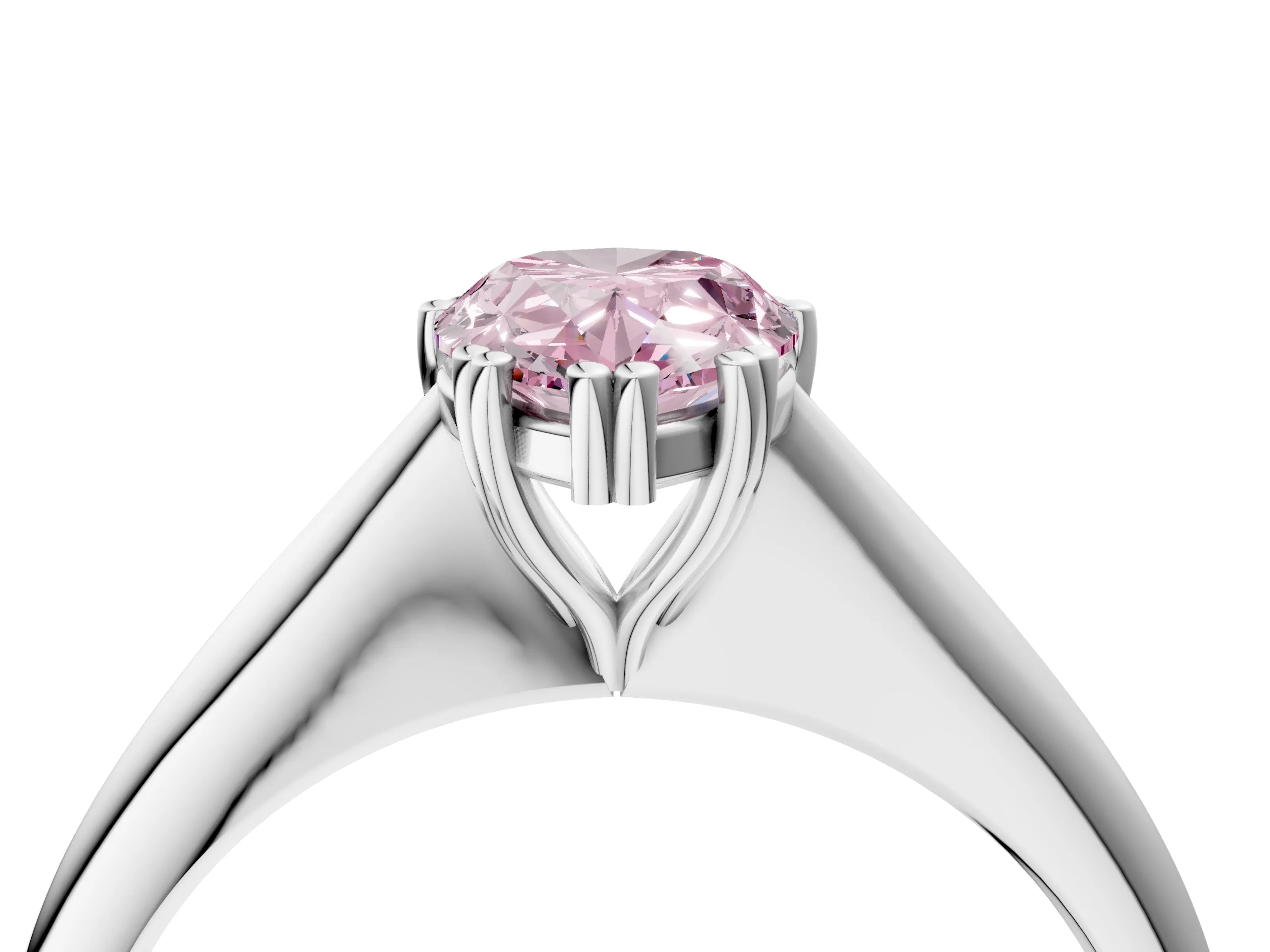 White gold Fancy Pink Pear Cut Solitaire Diamond Ring with Six-Prong Setting and Classic Band_4