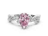 White gold Fancy Pink Pear  Cut Solitaire Diamond Twisted Band with Pave Setting_24