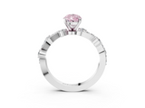 White gold Fancy Pink Pear  Cut Solitaire Diamond Twisted Band with Pave Setting_27