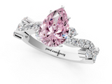 White gold Fancy Pink Pear  Cut Solitaire Diamond Twisted Band with Pave Setting_29