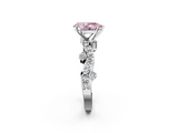 White gold Fancy Pink Pear  Cut Solitaire Diamond Twisted Band with Pave Setting_30