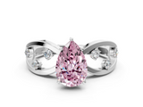 White gold Fancy Pink Pear  Cut Solitaire Diamond with Side Stones on Criss-Cross Band and Four-Prong Setting_3