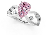 White gold Fancy Pink Pear  Cut Solitaire Diamond with Side Stones on Criss-Cross Band and Four-Prong Setting_4