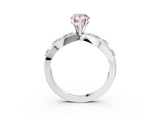 White gold Fancy Pink Pear  Cut Solitaire Diamond with Side Stones on Criss-Cross Band and Four-Prong Setting_6