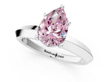 White gold Fancy Pink Pear  Cut Solitaire Engagement Ring with Flat Band and Four-Prong Setting 1