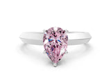 White gold Fancy Pink Pear  Cut Solitaire Engagement Ring with Flat Band and Four-Prong Setting
