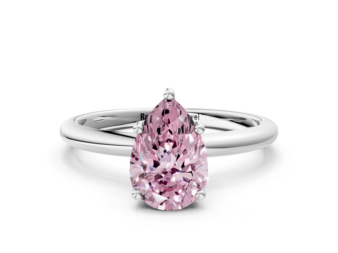White gold Fancy Pink Pear  Cut Solitaire Engagement Ring with Four-Prong Setting and Classic Band_20