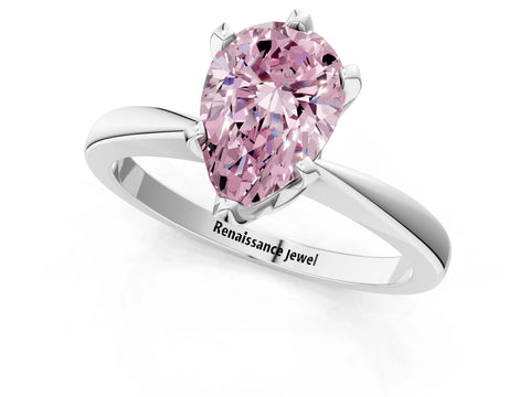 White gold Fancy Pink Pear Cut Solitaire Engagement Ring with Six-Prong Setting and Tapered Band_1
