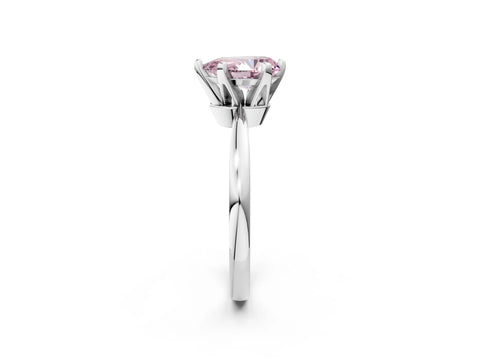 White gold Fancy Pink Pear Cut Solitaire Engagement Ring with Six-Prong Setting and Tapered Band_2