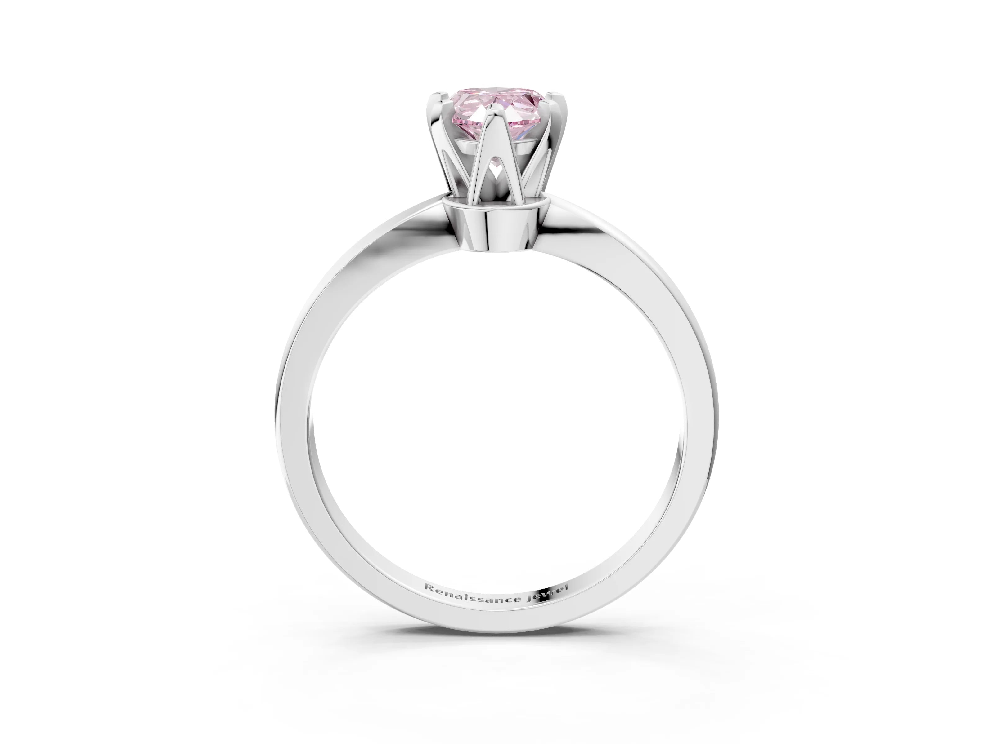 White gold Fancy Pink Pear Cut Solitaire Engagement Ring with Six-Prong Setting and Tapered Band_3