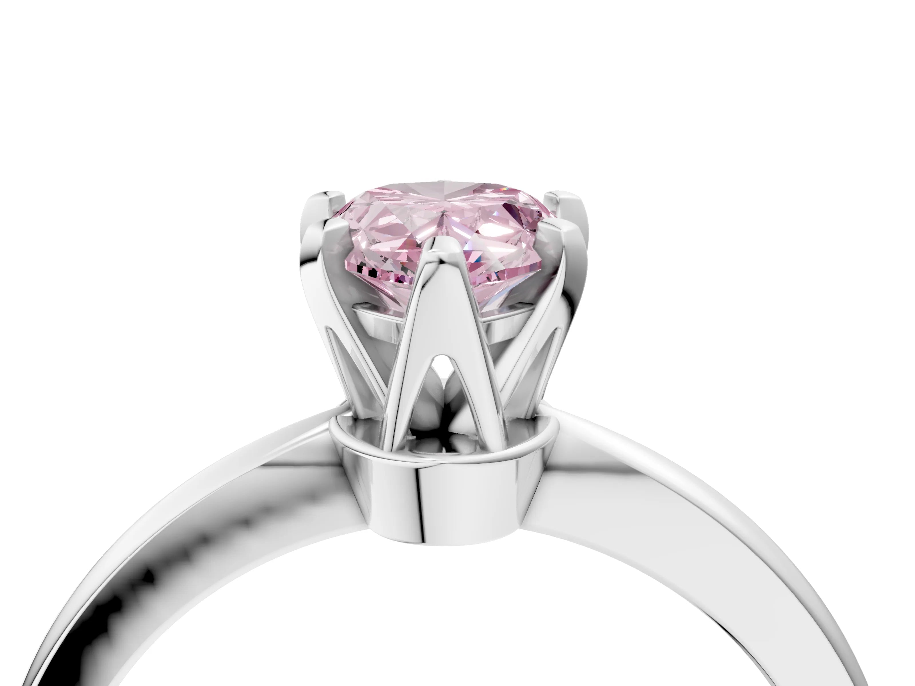 White gold Fancy Pink Pear Cut Solitaire Engagement Ring with Six-Prong Setting and Tapered Band_4