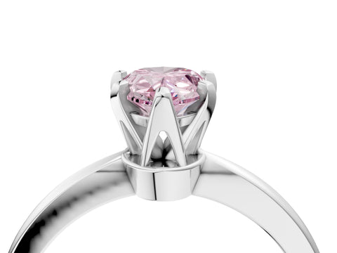 White gold Fancy Pink Pear Cut Solitaire Engagement Ring with Six-Prong Setting and Tapered Band_4