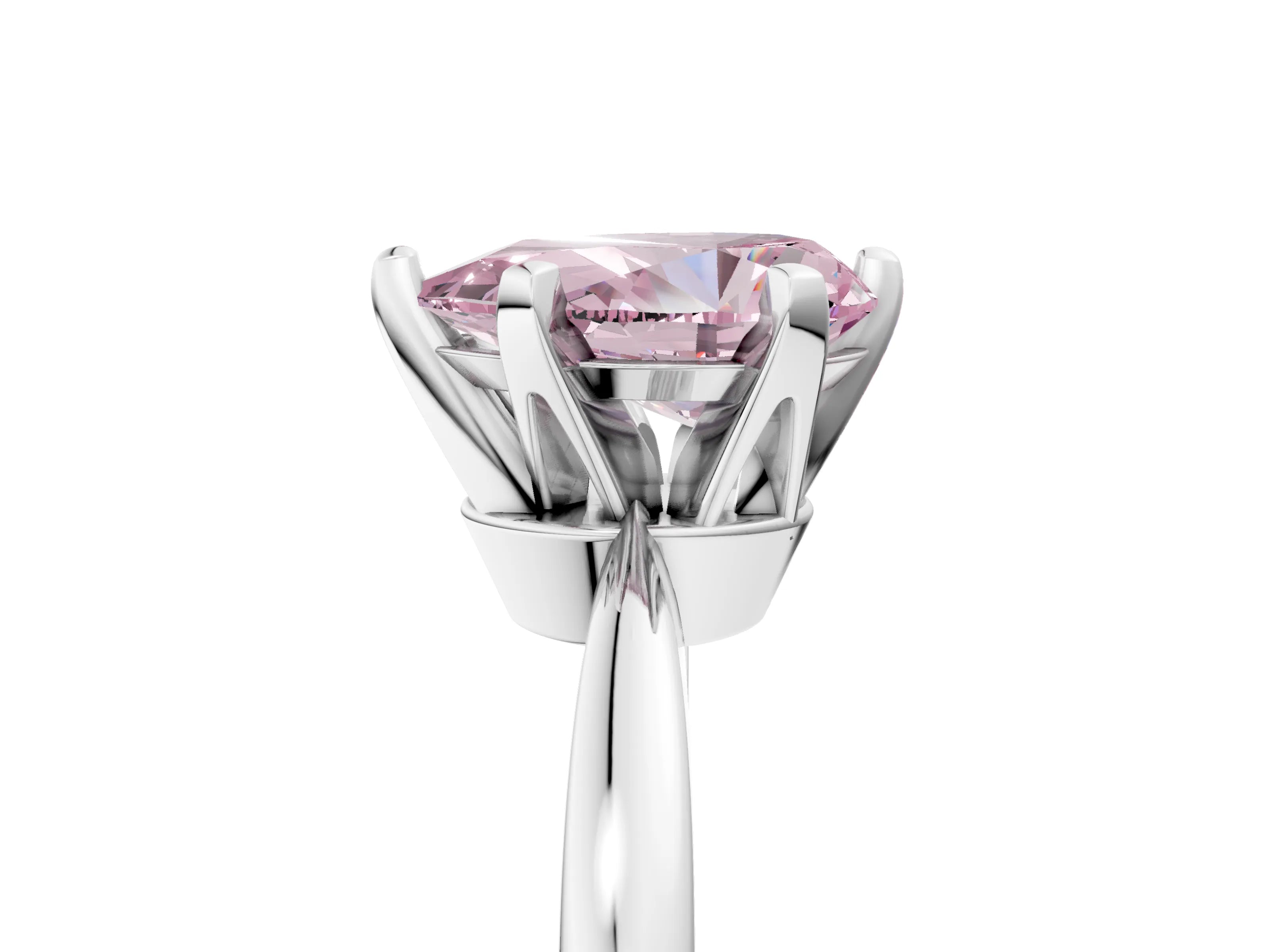 White gold Fancy Pink Pear Cut Solitaire Engagement Ring with Six-Prong Setting and Tapered Band_5