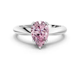 White gold Fancy Pink Pear  Cut Solitaire Engagement Ring with Tapered Band and Four-Prong Setting 1