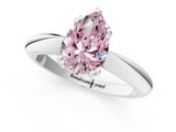 White gold Fancy Pink Pear  Cut Solitaire Engagement Ring with Tapered Band and Four-Prong Setting 2