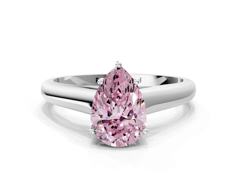 White gold Fancy Pink Pear Cut Solitaire Engagement Ring with Tapered Band and Four-Prong Setting_15