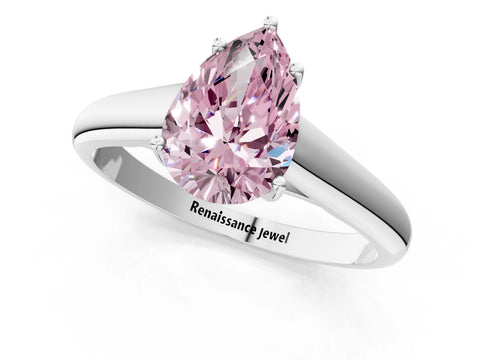 White gold Fancy Pink Pear Cut Solitaire Engagement Ring with Tapered Band and Four-Prong Setting_16