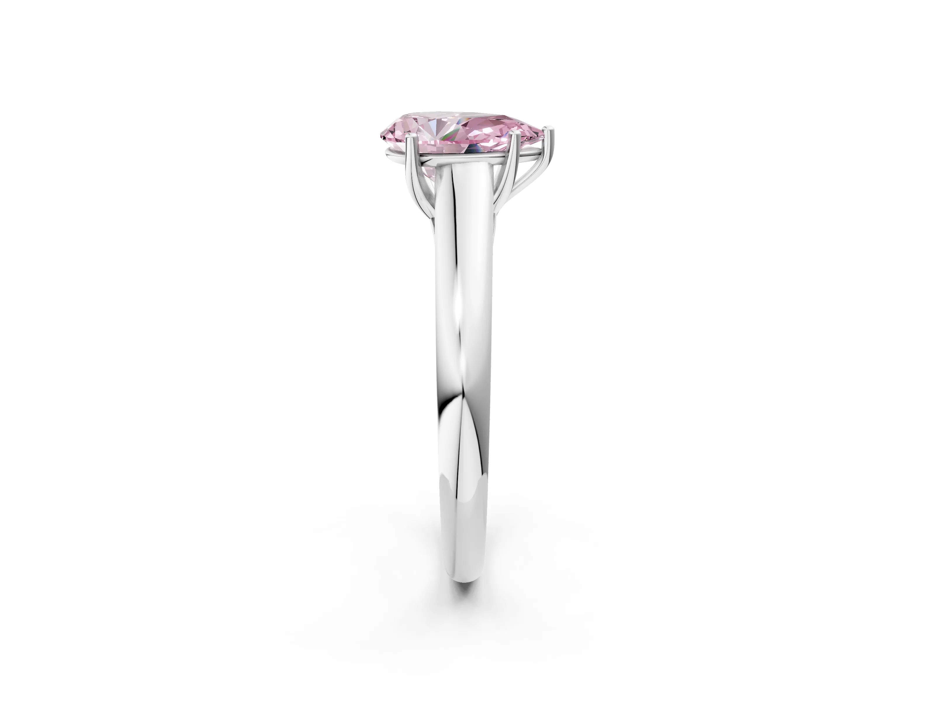 White gold Fancy Pink Pear Cut Solitaire Engagement Ring with Tapered Band and Four-Prong Setting_17
