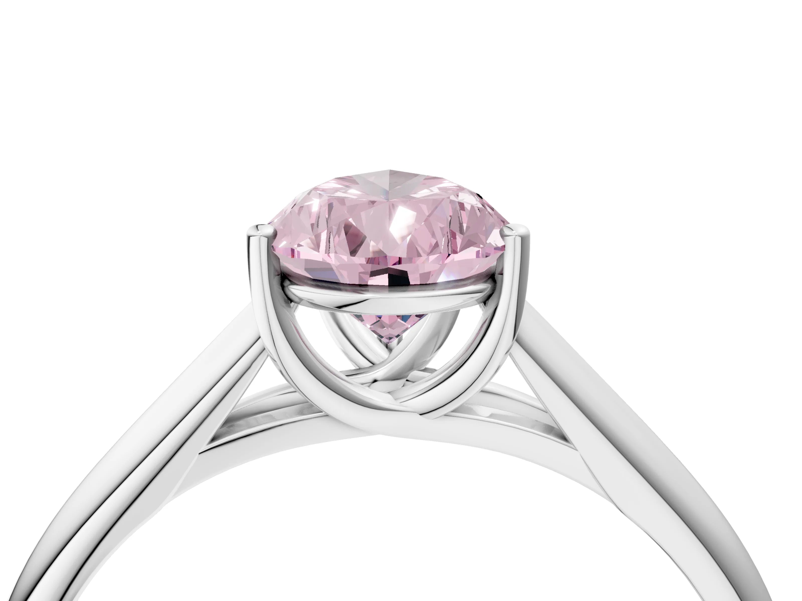White gold Fancy Pink Pear Cut Solitaire Engagement Ring with Tapered Band and Four-Prong Setting_19