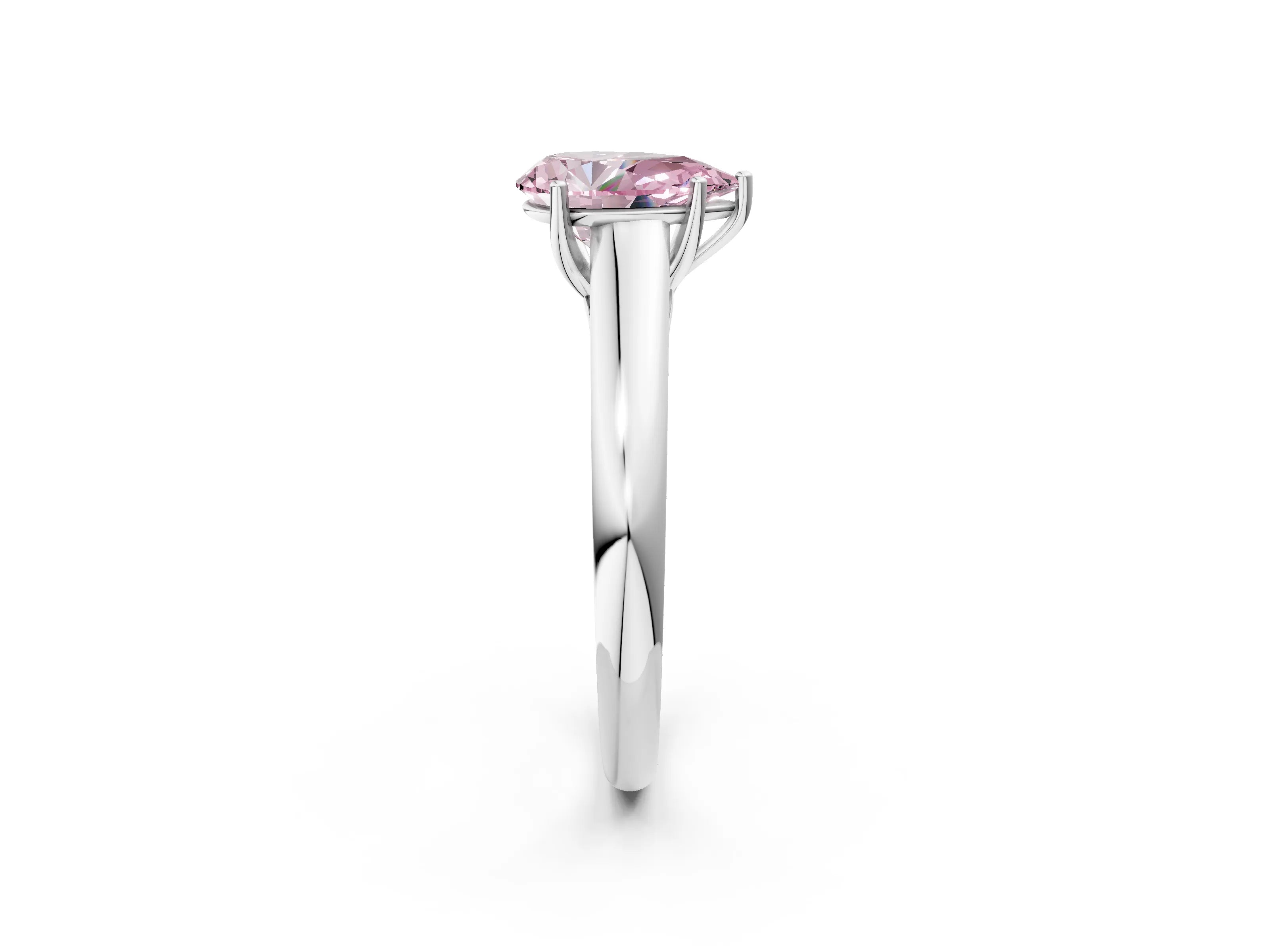 White gold Fancy Pink Pear Cut Solitaire Engagement Ring with Tapered Band and Four-Prong Setting_5