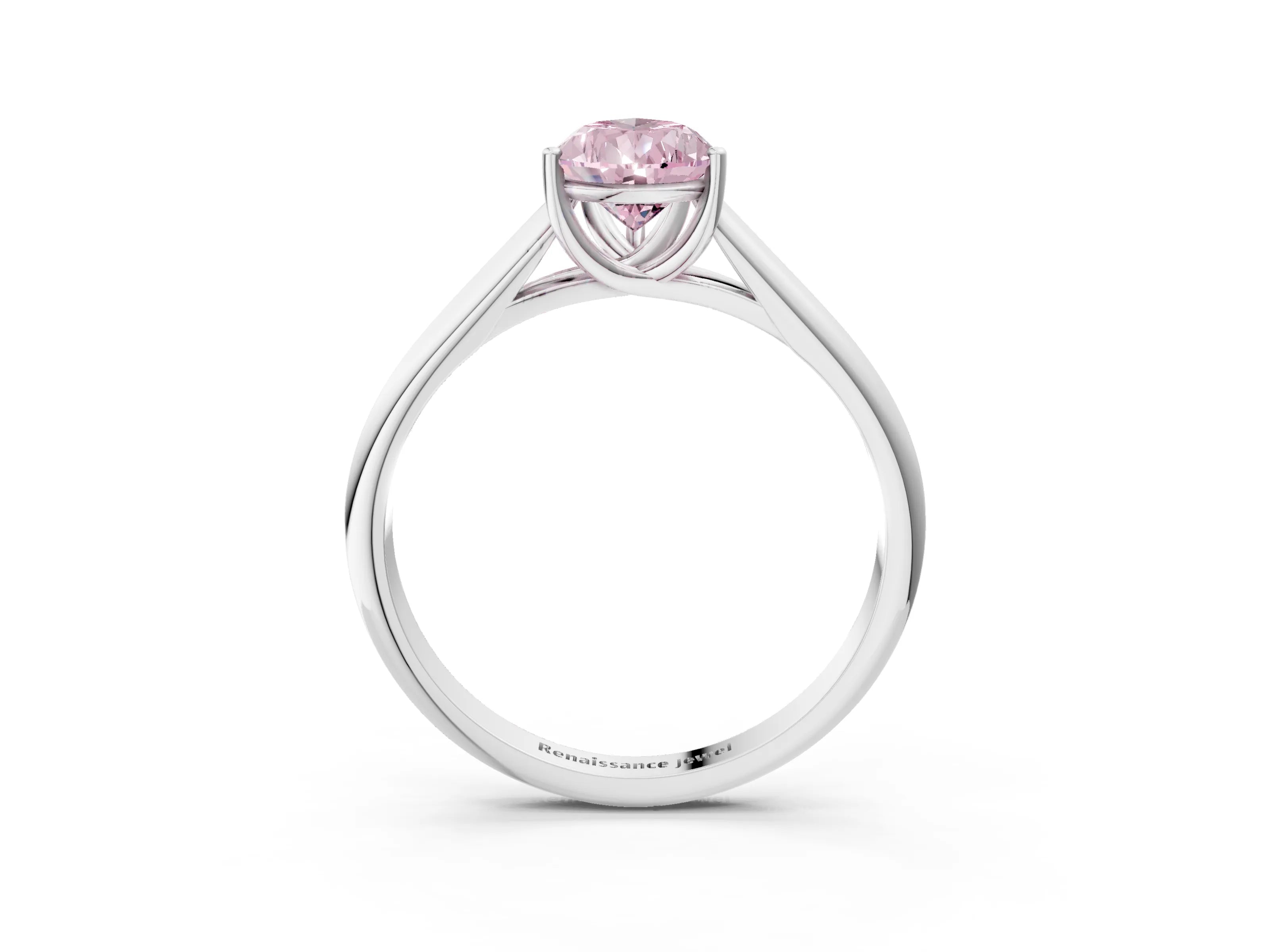 White gold Fancy Pink Pear Cut Solitaire Engagement Ring with Tapered Band and Four-Prong Setting_6