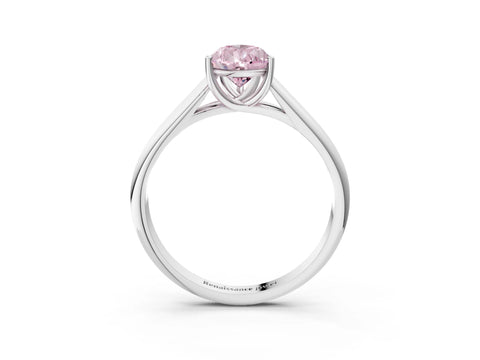 White gold Fancy Pink Pear Cut Solitaire Engagement Ring with Tapered Band and Four-Prong Setting_6