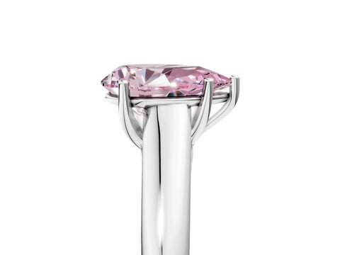 White gold Fancy Pink Pear Cut Solitaire Engagement Ring with Tapered Band and Four-Prong Setting_8