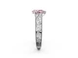 White gold Fancy Pink Pear  Cut Solitaire Engraved Band with Four-Prong Setting_62