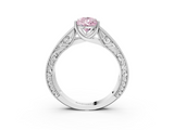 White gold Fancy Pink Pear  Cut Solitaire Engraved Band with Four-Prong Setting_63