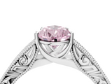White gold Fancy Pink Pear  Cut Solitaire Engraved Band with Four-Prong Setting_64