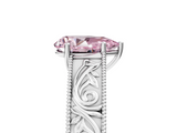White gold Fancy Pink Pear  Cut Solitaire Engraved Band with Four-Prong Setting_67