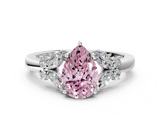 White gold Fancy Pink Pear  Cut Solitaire Floral Diamond Ring with Four-Prong Setting_37