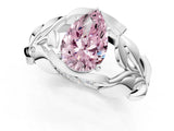 White gold Fancy Pink Pear Cut Solitaire Leaf-Inspired Engagement Ring with Prong Setting_13