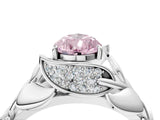 White gold Fancy Pink Pear Cut Solitaire Leaf-Inspired Engagement Ring with Prong Setting_16