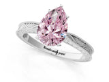 White gold Fancy Pink Pear Cut Solitaire Milgrain Engraved Band with Four-Prong Setting_13