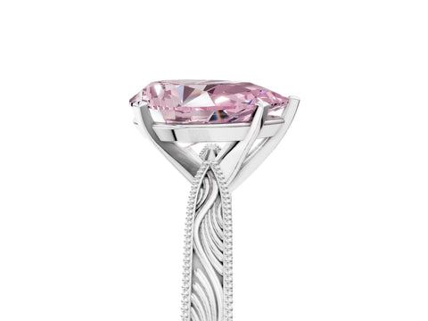 White gold Fancy Pink Pear Cut Solitaire Milgrain Engraved Band with Four-Prong Setting_17