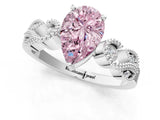 White gold Fancy Pink Pear Cut Solitaire Milgrain Leaf Band with Prong Setting_13